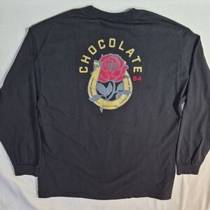 Chocolate Skateboards Long Sleeve Shirt Mens XL Black Rose Graphic Skate Tee